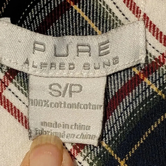 Alfred Sung Pure Blue/White Plaid Lg Sleeve Western Pearl Snap Shirt Size Small - Picture 2 of 8